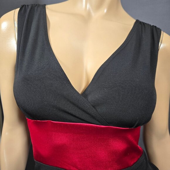 Vintage 90s Y2K Babydoll Top Size m Black Red Tie Back V Neck Whimsigoth - Picture 5 of 10